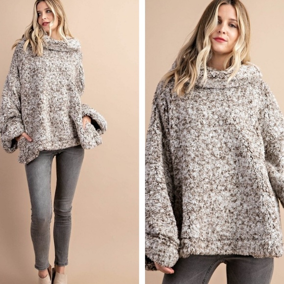 BOGO sale Oversized cowl neck sherpa pullover - Picture 2 of 3